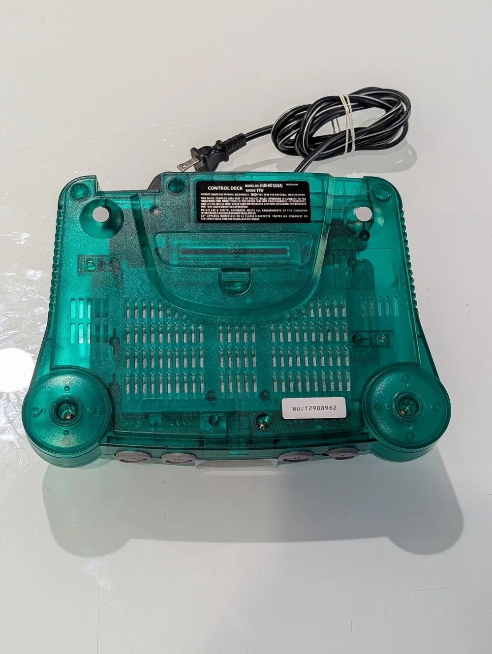 Transparent Emerald Nintendo 64 N64 Videogame Console (NUS-001) with Jumper Pak